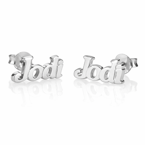 925 Sterling Silver Bold Name Stud Earrings - Personalised Jewellery