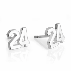 925 Sterling Silver Bold Sports Number Earrings - Personalised Number Jewellery