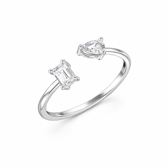 925 Sterling Silver Adjustable Cubic Zirconia Ring