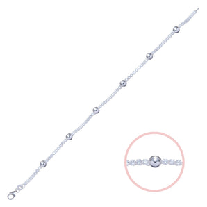 925 Sterling Silver Beaded Cubic Zirconia Tennis Bracelet