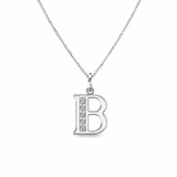 Sterling Silver CZ Initial Pendant Necklace B