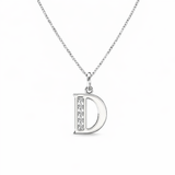 Sterling Silver CZ Initial Pendant Necklace D