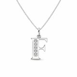 Sterling Silver CZ Initial Pendant Necklace F