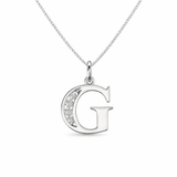 Sterling Silver CZ Initial Pendant Necklace G
