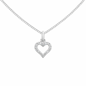 Sterling Silver Cubic Zirconia Heart Pendant Necklace