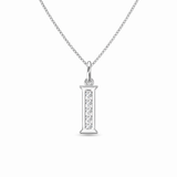 Sterling Silver CZ Initial Pendant Necklace I