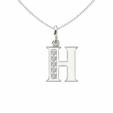 Sterling Silver CZ Initial Pendant Necklace H