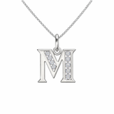Sterling Silver CZ Initial Pendant Necklace M