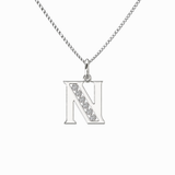 Sterling Silver CZ Initial Pendant Necklace N