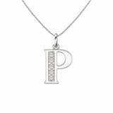 Sterling Silver CZ Initial Pendant Necklace P