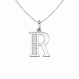 Sterling Silver CZ Initial Pendant Necklace R