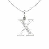 Sterling Silver CZ Initial Pendant Necklace X
