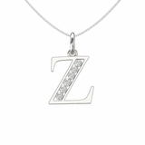 Sterling Silver CZ Initial Pendant Necklace Z