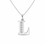 Sterling Silver CZ Initial Pendant Necklace L