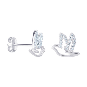 Sterling Siver & Cubic Zirconia Bird Stud Earrings