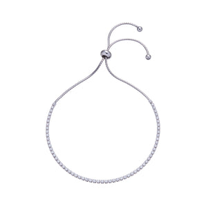 925 Sterling Silver Cubic Zirconia Bolo Tennis Bracelet