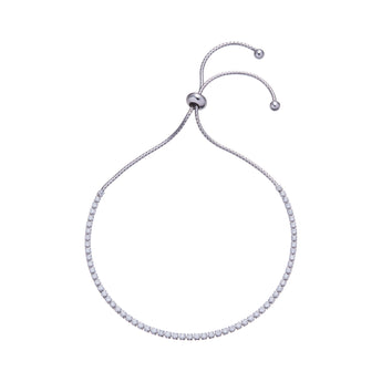925 Sterling Silver Cubic Zirconia Bolo Tennis Bracelet