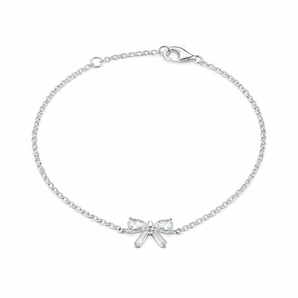 925 Sterling Silver Cubic Zirconia Bow Bracelet