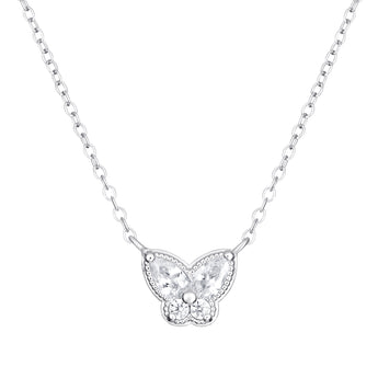 Sterling Silver & Cubic Zirconia Butterfly Necklace