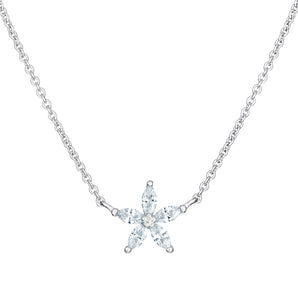 Sterling Silver Cubic Zirconia Flower Necklace