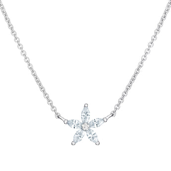 Sterling Silver Cubic Zirconia Flower Necklace
