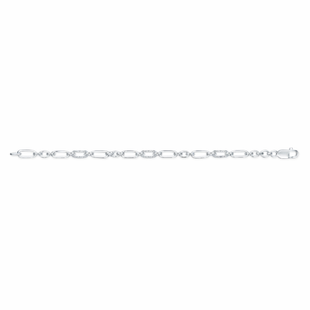 925 Sterling Silver Cubic Zirconia Paperclip Bracelet with cubic Zrconia Details