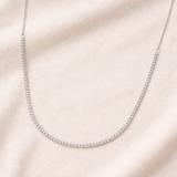 925 Sterling Silver Cubic Zirconia Half Tennis Necklace with Clear Cubic Zirconia Stones