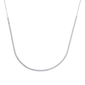 925 Sterling Silver Cubic Zirconia Half Tennis Necklace with Clear Cubic Zirconia Stones