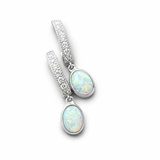 Sterling Silver Cubic Zirconia and Opal Hinge Hoops