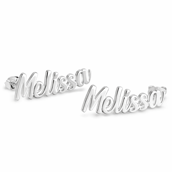 925 Sterling Silver Curved Stud Name Earrings - Personalised Jewellery
