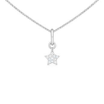 925 Sterling Silver Dainty Star Pendant Necklace With Cubic Zirconia Details on a Fine Silver Curb Chain