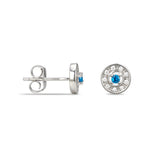 925 Sterling Silver Cubic Zirconia Stud Earrings Featuring a Blue Topaz Cubic Zirconia Centre Stone Representing The December Birthstone