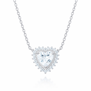 925 Sterling Silver Elegant Cubic Zirconia Heart Necklace