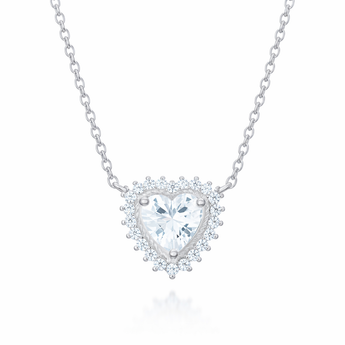 925 Sterling Silver Elegant Cubic Zirconia Heart Necklace
