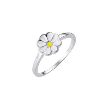 Sterling Silver & Enamel Daisy Ring