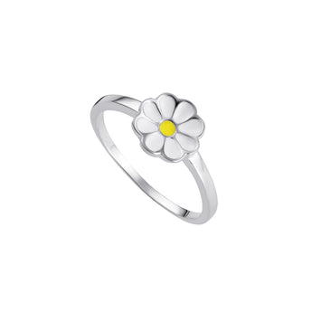 Sterling Silver & Enamel Daisy Ring