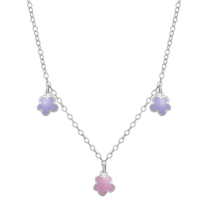 Sterling Silver & Enamel Flower Necklace