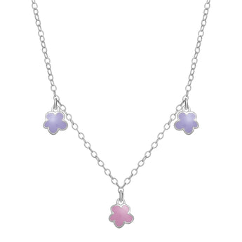Sterling Silver & Enamel Flower Necklace