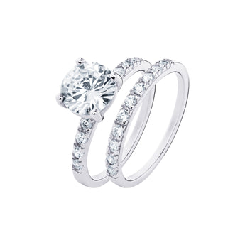 Silver Cubic Zirconia Eternity Ring Set