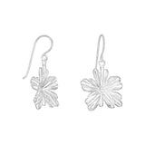 Sterling Silver Flower Hook Drop Earrings