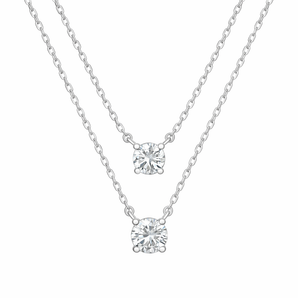 Sterling Silver Layered Cubic Zirconia Necklace