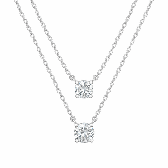 Sterling Silver Layered Cubic Zirconia Necklace