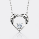 925 Sterling Silver Mother and Daughter Heart Necklace with Cubic Zirconia Detail