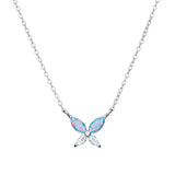 Sterling Silver Opal & Cubic Zirconia Butterfly Necklace