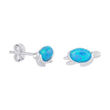 Sterling Silver and Blue Opan Turtle Stud Earrings