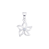 Sterling Silver Open Flower CZ Pendant
