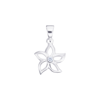 Sterling Silver Open Flower CZ Pendant