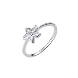 Sterling Silver Open Flower Ring With Cubic Zirconia Detail
