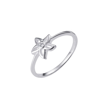 Sterling Silver Open Flower Ring With Cubic Zirconia Detail
