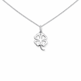 925 Sterling Silver Shamrock Shaped Pendant Necklace on Fine Silver Curb Chain